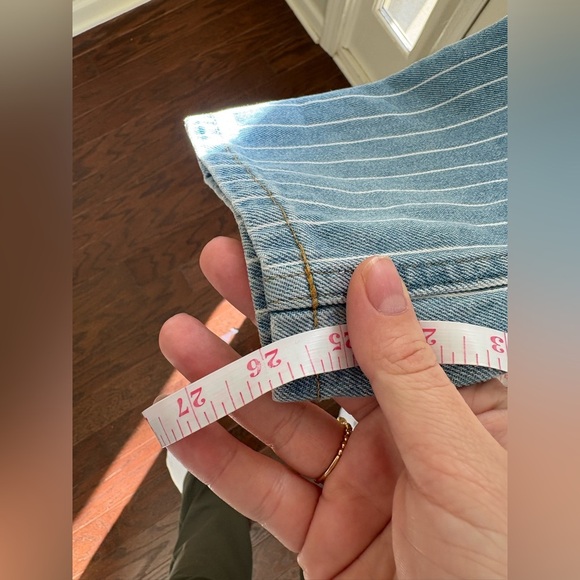 Everlane The 90’s Cheeky Button Fly Ankle Pinstripe Women 28 Crop Jean - Picture 7 of 9